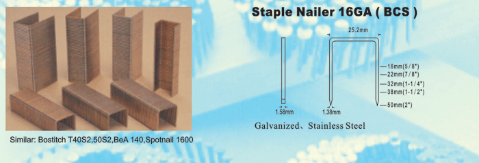 Staple Nailer 16GA(BCS)