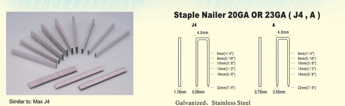 Staple Nailer 20GA OR 23GA (J4, A)